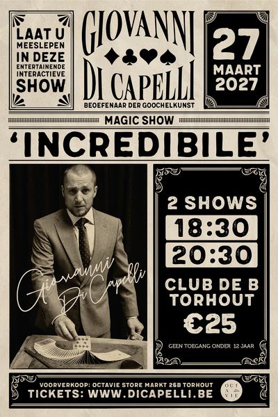 Giovanni Di Capelli - Affiche Magic Show 2026 27 Maart 2027 Club de B Torhout-01